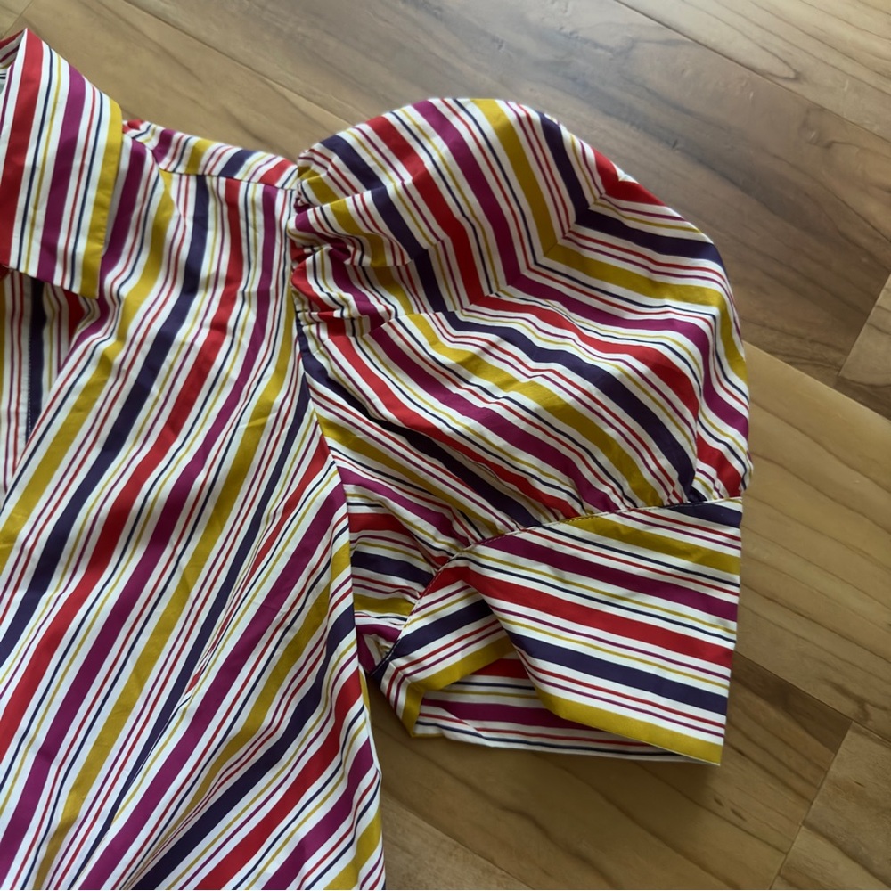 NWT Silvia Tcherassi Roopal midi-dress cotton bow stripe Anthropologie miosotis - Picture 10 of 16